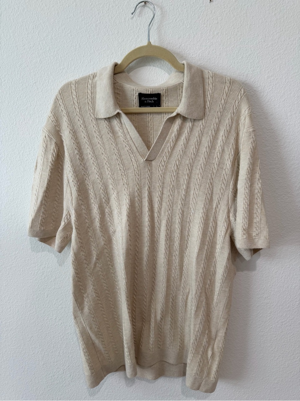 Abercrombie & Fitch Cream Knit Polo
